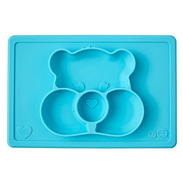 EZPZ, Silikonowy talerzyk z podkładką 2w1 Care Bears™ Mat Misia Życzliwe Serce Wish Bear turkusowy EZPZ, Silikonowy talerzyk z podkładką 2w1 Care Bears™ Mat Misia Życzliwe Serce Wish Bear turkusowy