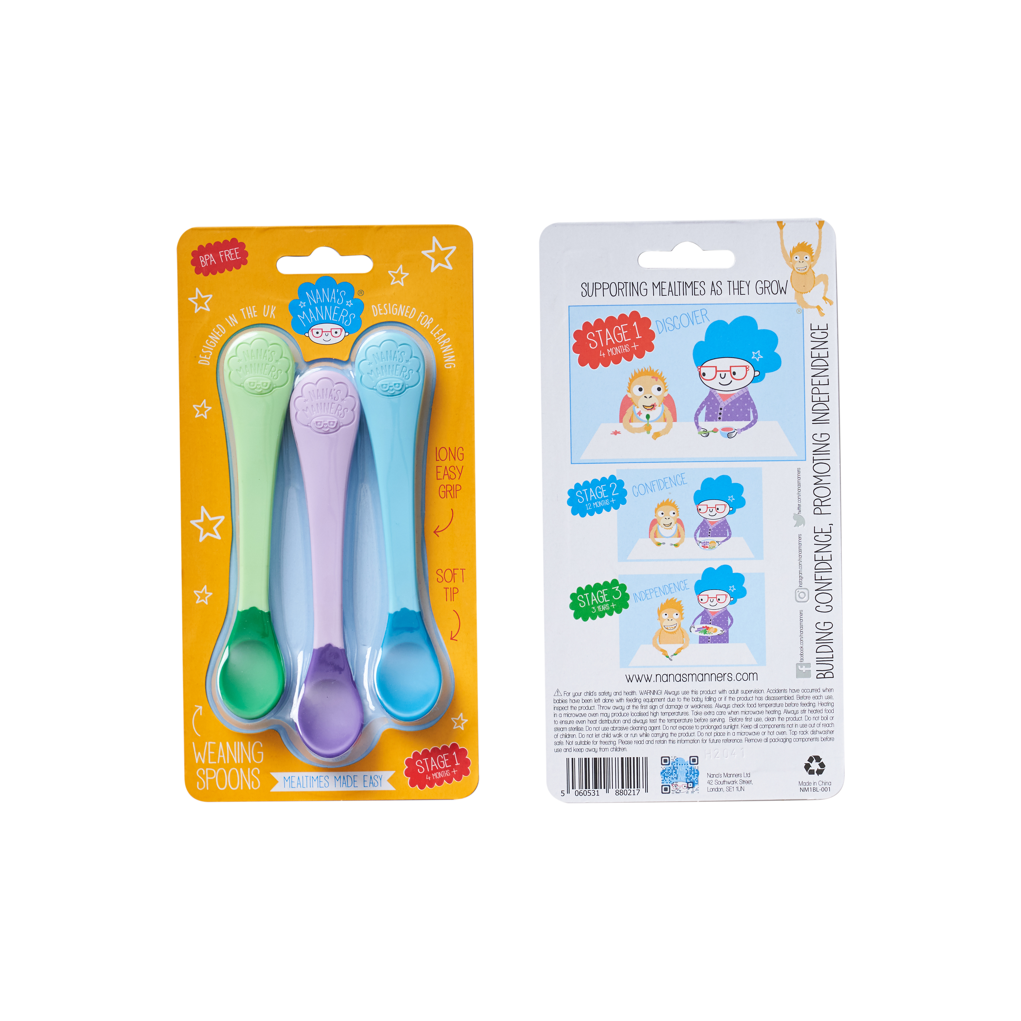 Nana's Manners, Zestaw łyżeczek 3szt. Etap 1 4M+ kolor