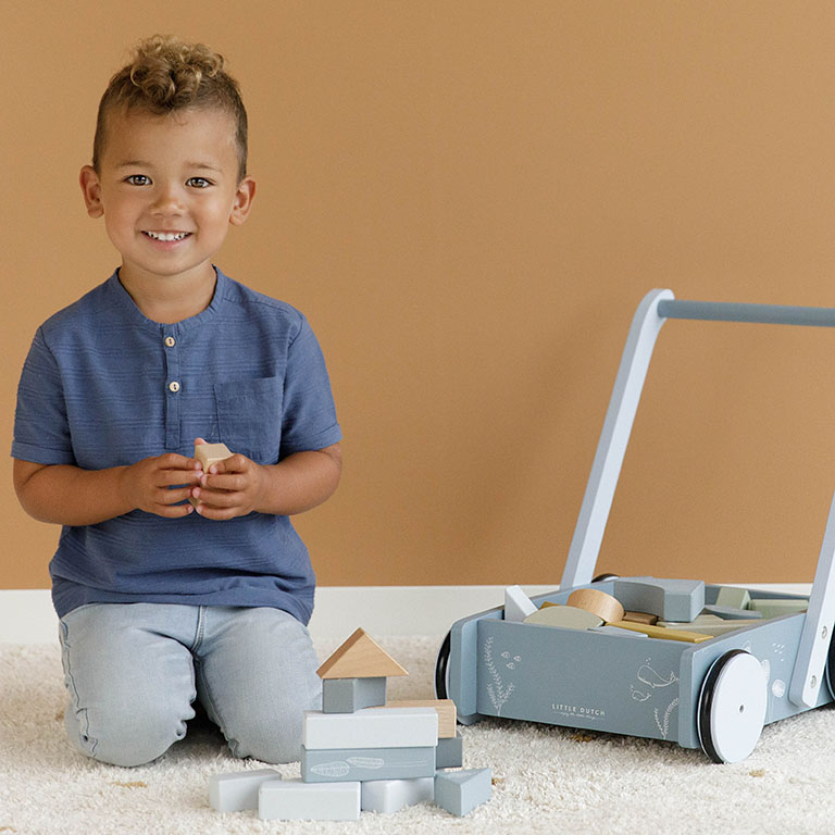 Little Dutch, Wózek z klockami Błękit Ocean