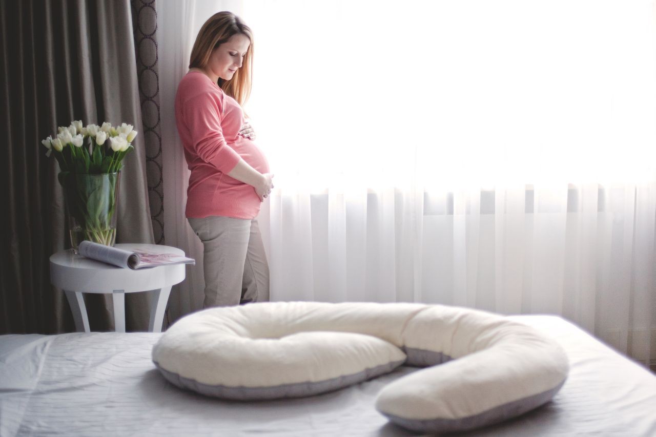 Poofi, poduszka dla kobiet w ciąży 9 miesięcy melanżowo-granatowa