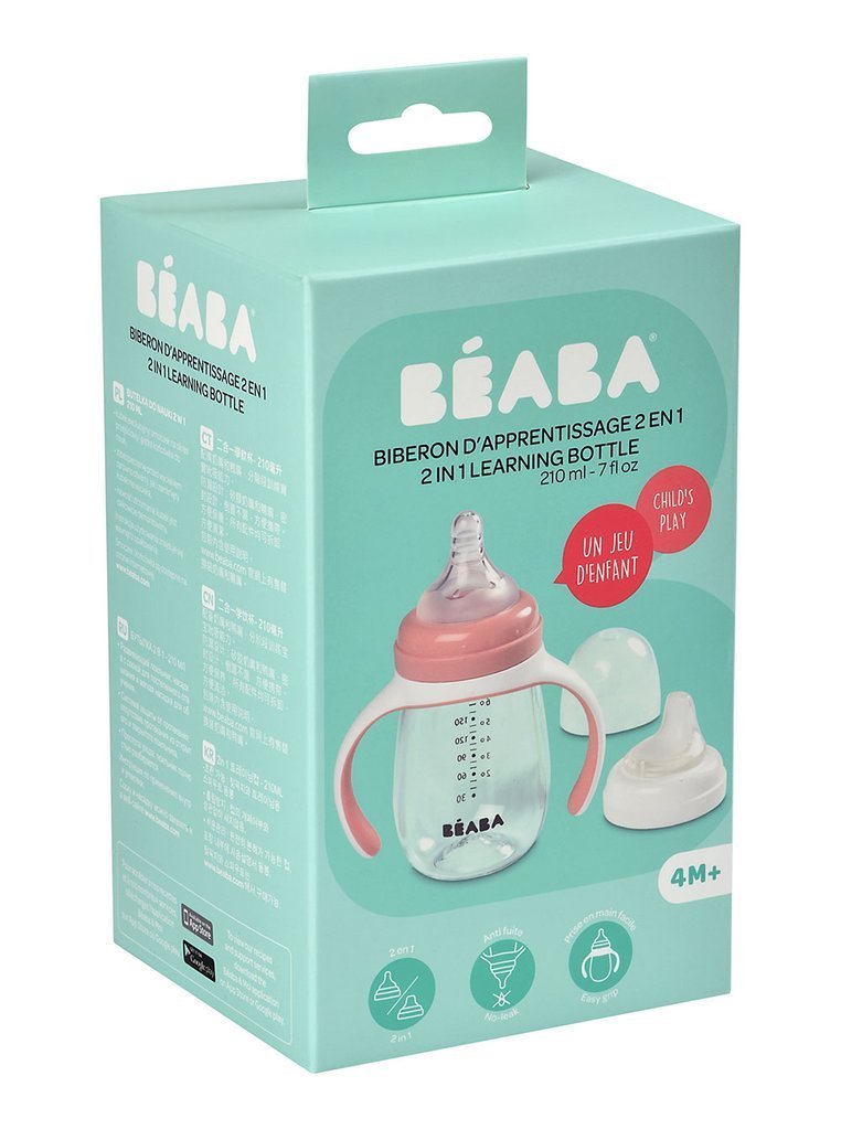 Beaba, Butelka treningowa 2 w 1 tritanowa 210 ml old pink