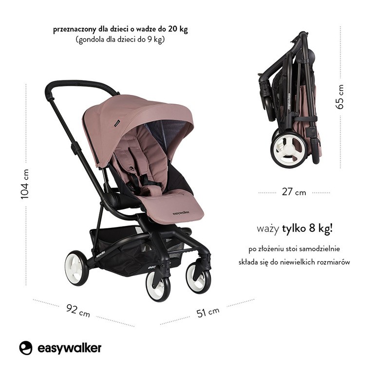 Easywalker, Charley Wózek głęboko-spacerowy Desert Pink (zawiera stelaż i siedzisko z budką) Easywalker, Charley Wózek głęboko-spacerowy Desert Pink (zawiera stelaż i siedzisko z budką)