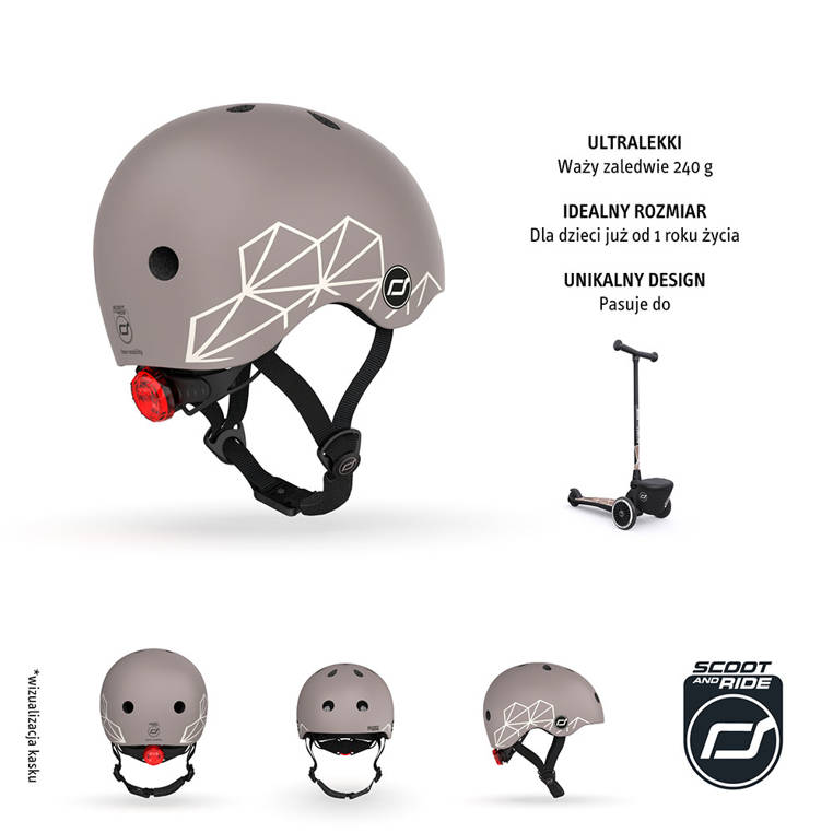 Scootandride, Kask XXS-S dla dzieci 1-5 lat Brown Lines