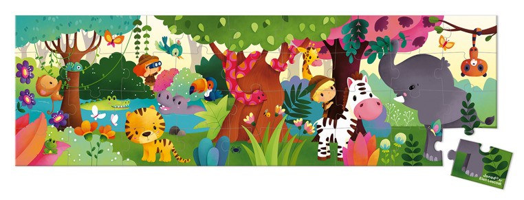 Janod, Puzzle panoramiczne w walizce Dżungla 36 elementów