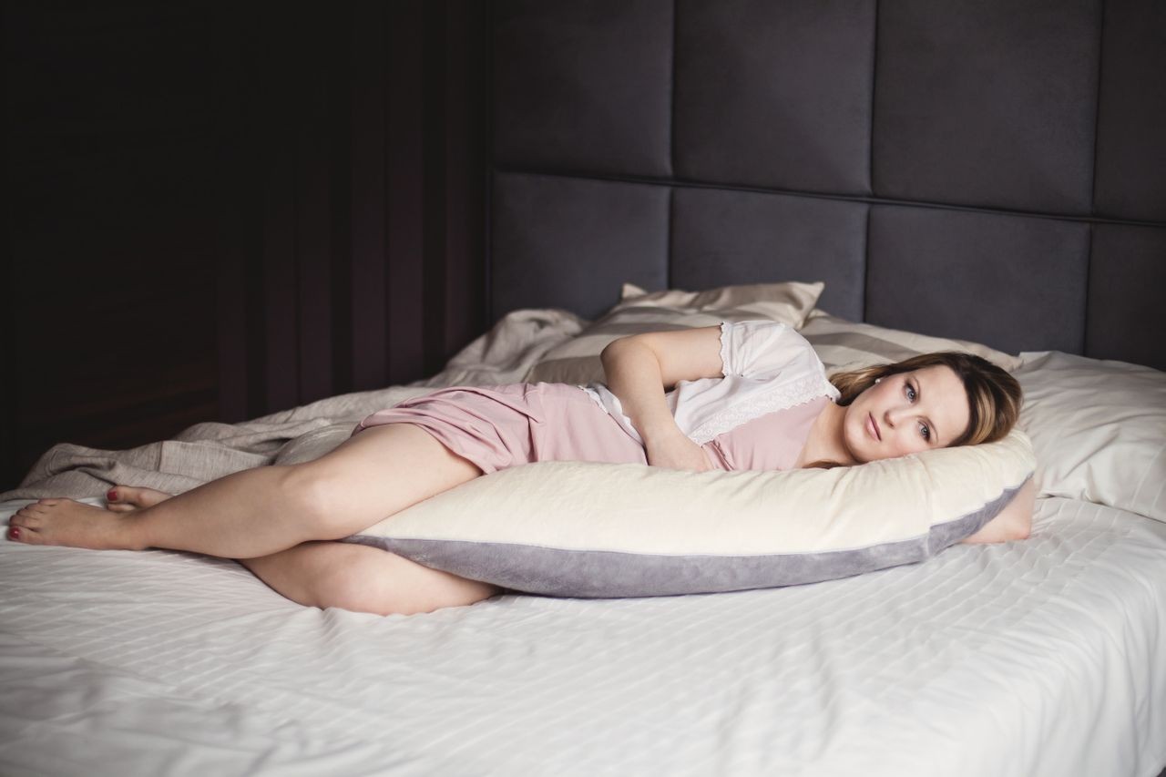 Poofi, poduszka dla kobiet w ciąży 9 miesięcy melanżowo-granatowa