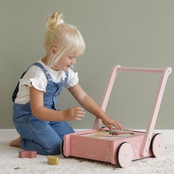 Little Dutch, Wózek z klockami Róż Flowers Little Dutch, Wózek z klockami Róż Flowers