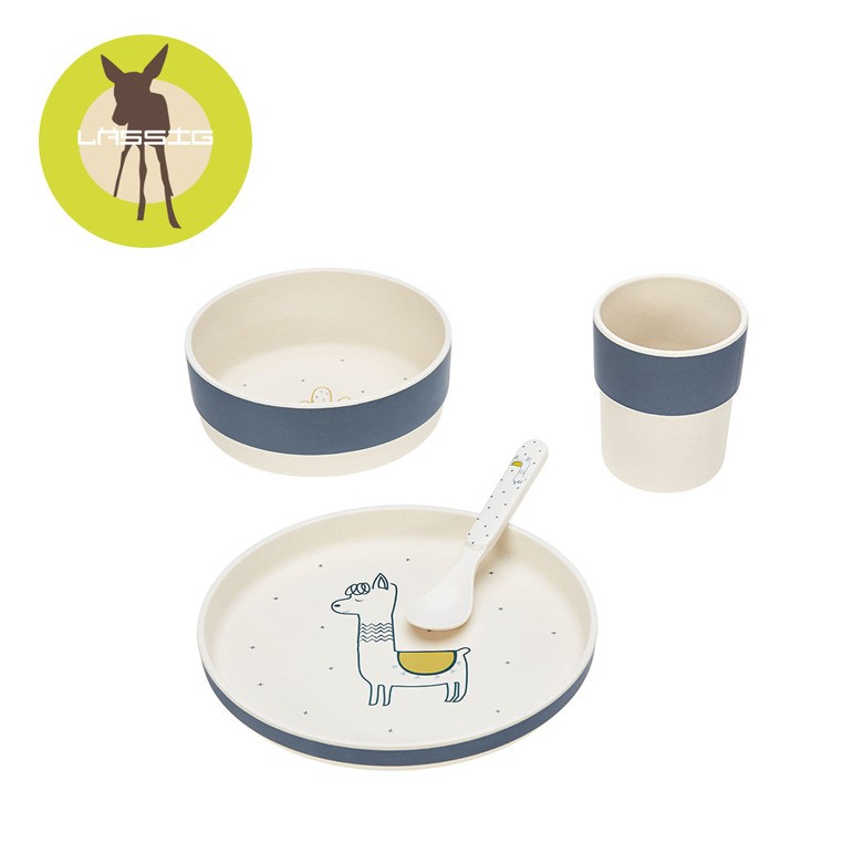 Lassig, Komplet naczyń bambusowych Glama Lama blue