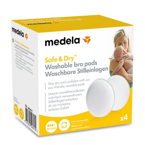 Medela, Wkładki laktacyjne wielokrotnego użytku Safe & Dry - 4szt.