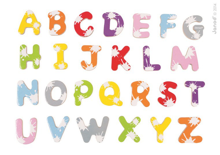 Janod, magnesy drewniane Literki 52 sztuki