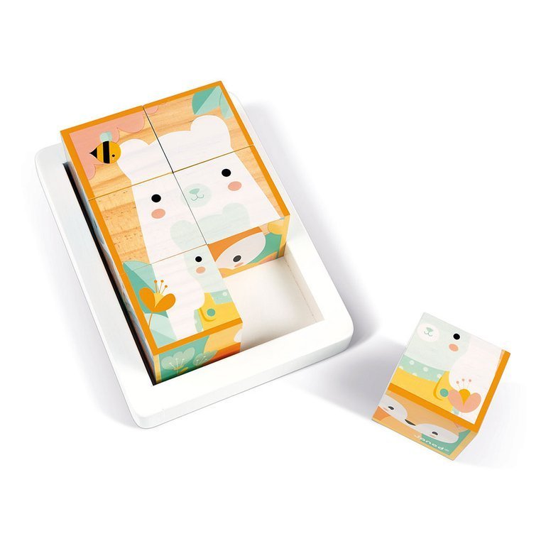 Janod, Klocki drewniane 6 elementów puzzle Pure 6 elementów Janod, Klocki drewniane 6 elementów puzzle Pure 6 elementów