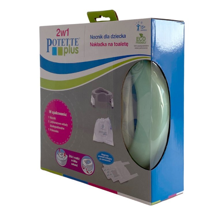Potette Plus, Nocnik dla dziecka i nakładka na toaletę, miętowo-biały