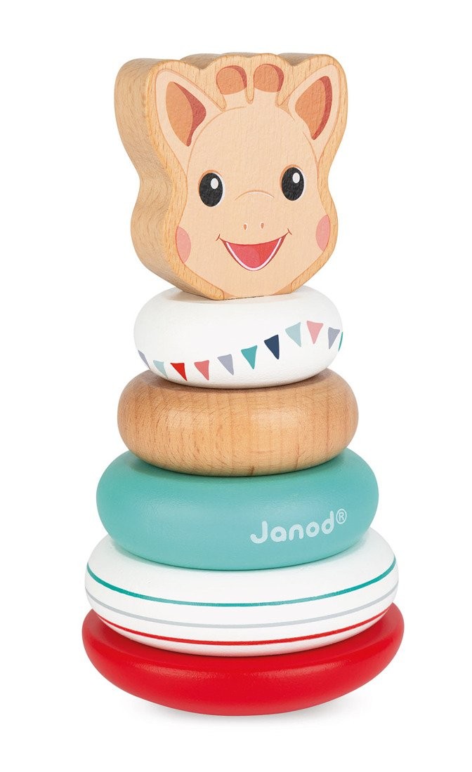 Janod, Układanka drewniana piramida wańka-wstańka Żyrafka Sophie Janod, Układanka drewniana piramida wańka-wstańka Żyrafka Sophie