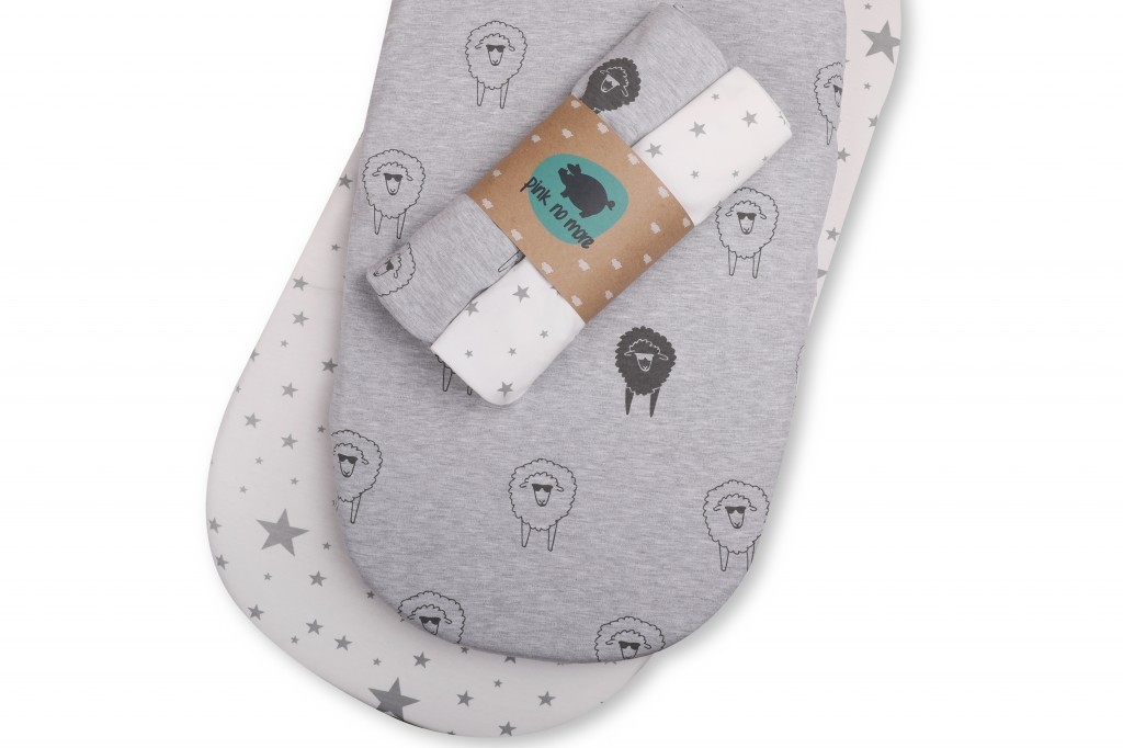 Uniwersalne prześcieradło z gumką do gondoli  Owce Gwiazdy 2pak