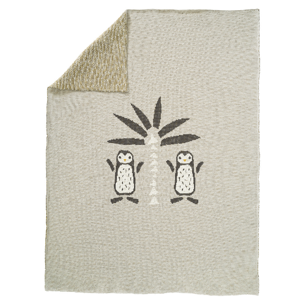 Fresk, Tkany kocyk z bawełny organicznej 80 x 100 cm Pingwin