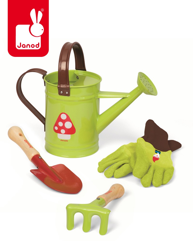 Janod, mały ogrodnik zestaw z konewką zielony, Janod, mały ogrodnik zestaw z konewką zielony,