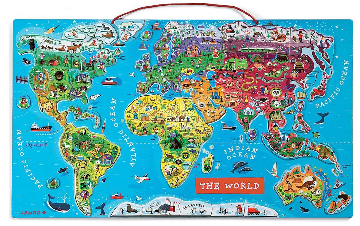 Janod, puzzle magnetyczne mapa świata