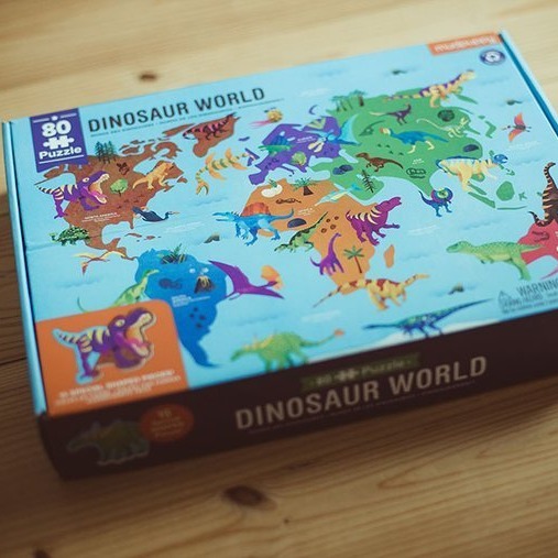 Mudpuppy, Puzzle Świat dinozaurów z elementami w kształcie dinozaurów 80 elementów 5+ Mudpuppy, Puzzle Świat dinozaurów z elementami w kształcie dinozaurów 80 elementów 5+