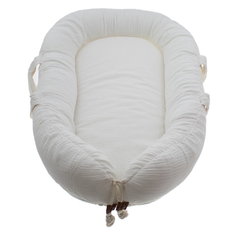 Hi Little One, Kokon gniazdko dla Noworodka z oddychającego muślinu NEWBORN NEST WHITE