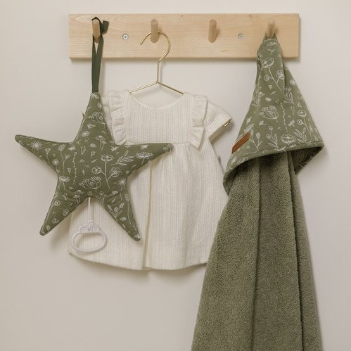 Little Dutch, Lekki śpiworek bawełniany 90 cm Wild Flowers Oliwka