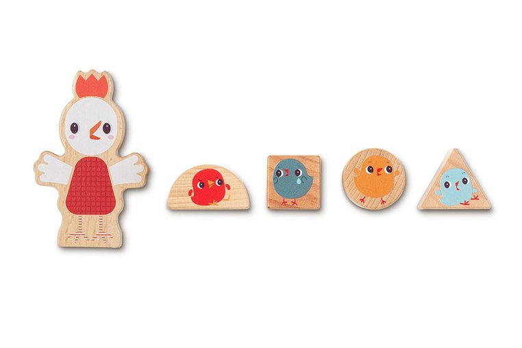 Lilliputiens, Drewniany autobus - sorter z 4 kurczaczkami Kokoszka Paulette 12 m+