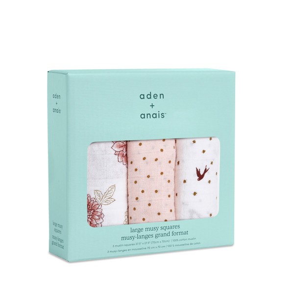 Aden & Anais, Pieluszka muślinowa musy dahlias 3 szt