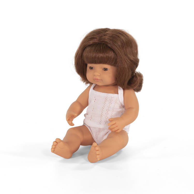 Miniland Doll, Lalka dziewczynka Europejka | Rude włosy | 38cm