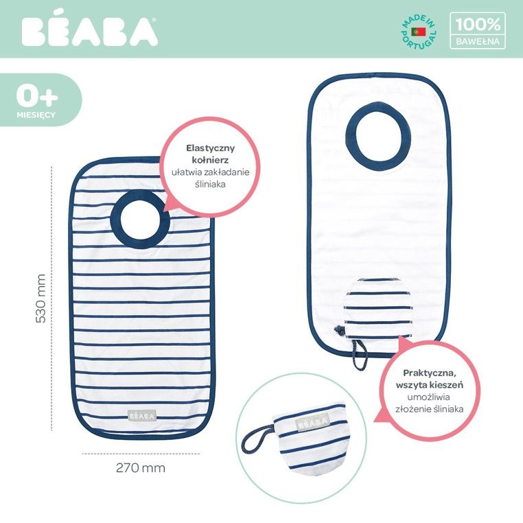 Beaba, Śliniak bawełniany Evolutive Stripes