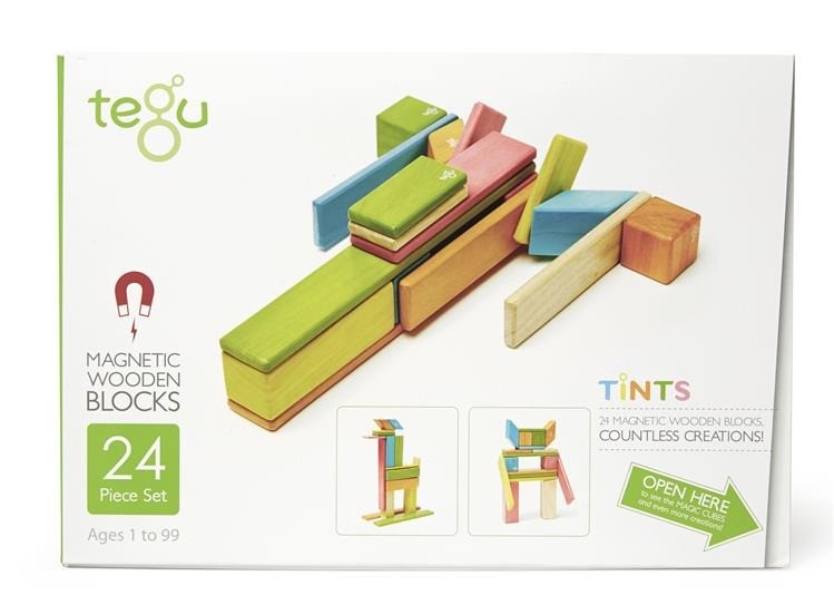 Tegu, Drewniane klocki magnetyczne CLASSICS zestaw 24szt Tints Tegu, Drewniane klocki magnetyczne CLASSICS zestaw 24szt Tints