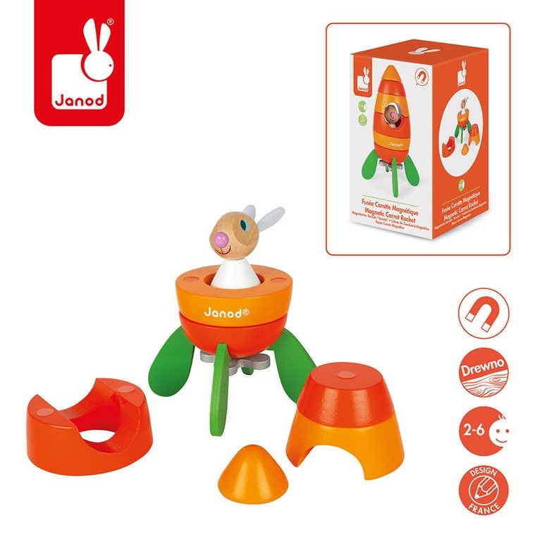 Janod, Rakieta drewniana magnetyczna marchewka z Królikiem