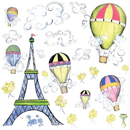 RoomMates, naklejki wielokrotnego użytku - Podróż balonem po Paryżu