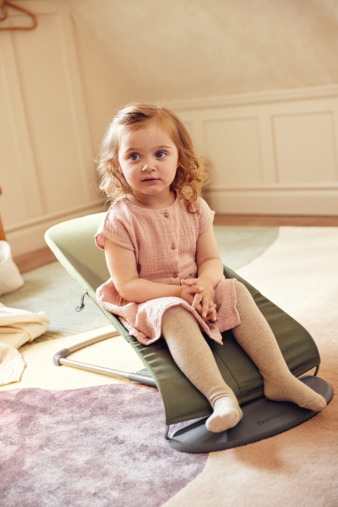 Babybjorn, Leżaczek Bliss Woven, Ciemnozielony