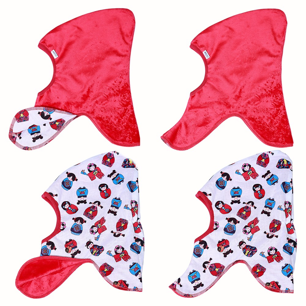 Dwustronna czapeczka krasnala Skimo czerwona - babuszki