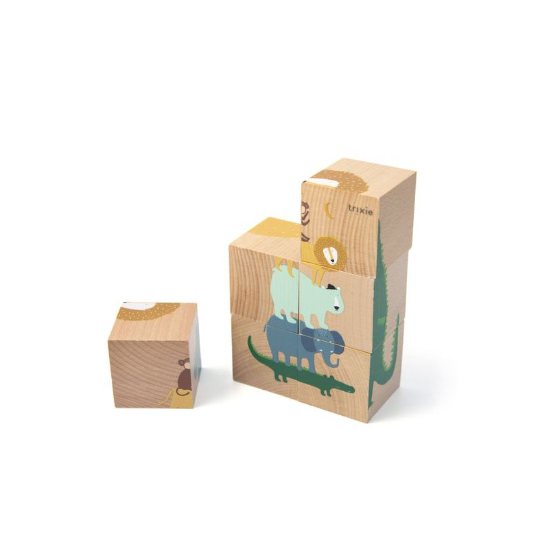 Trixie Baby, Animals Drewniane klocki puzzle Trixie Baby, Animals Drewniane klocki puzzle