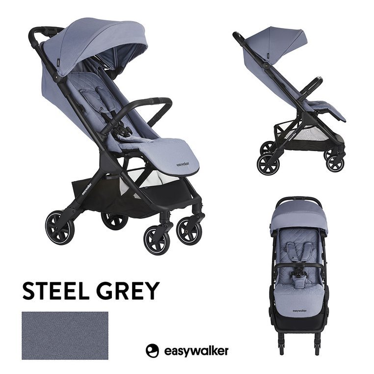Easywalker, Jackey Kompaktowy, samoskładający się wózek spacerowy z torbą transportową Steel Grey Easywalker, Jackey Kompaktowy, samoskładający się wózek spacerowy z torbą transportową Steel Grey