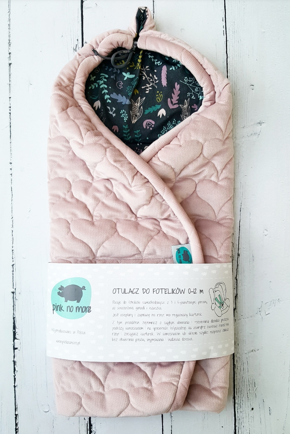 Pink No More, Otulacz do fotelika Pudrowy róż botanic