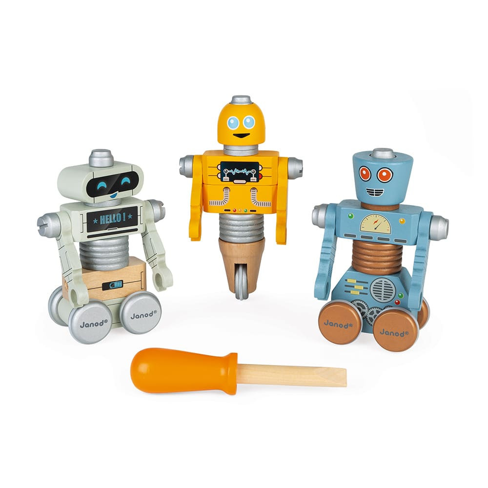 Janod, Drewniane roboty do składania ze śrubokrętem Brico'kids Janod, Drewniane roboty do składania ze śrubokrętem Brico'kids