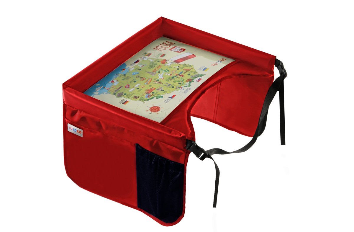 Tuloko, Bezpieczny Stolik Podróżnika z mapą Polski - czerwony