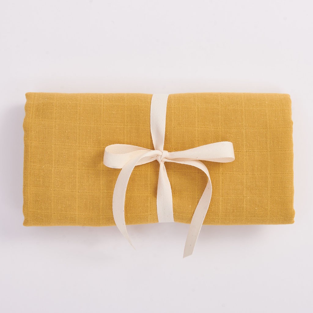 Bimbla, Muślinowy otulacz z bawełny organicznej - musztardowy