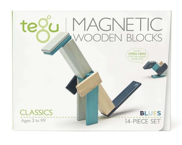 Tegu, Drewniane klocki magnetyczne CLASSICS zestaw 14szt Blues Tegu, Drewniane klocki magnetyczne CLASSICS zestaw 14szt Blues