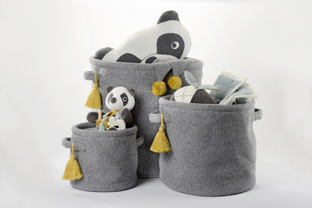 Kikadu, Kosze na dziecięce akcesoria, Panda, 3 szt. Kikadu, Kosze na dziecięce akcesoria, Panda, 3 szt.