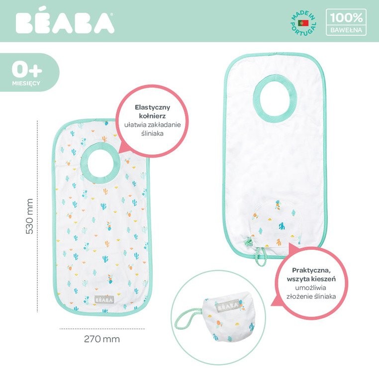Beaba, Śliniak bawełniany Evolutive Cactus Beaba, Śliniak bawełniany Evolutive Cactus