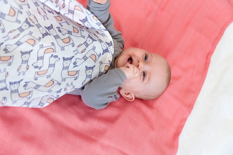 Lassig, Bambusowy Otulacz-Kocyk 80x80cm Zestaw 3 szt. Glama Lama coral