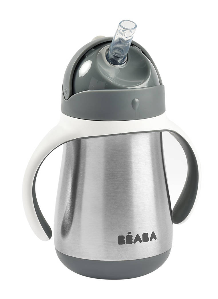 Beaba, Bidon termiczny termobutelka ze słomką 250 ml Mineral grey Beaba, Bidon termiczny termobutelka ze słomką 250 ml Mineral grey