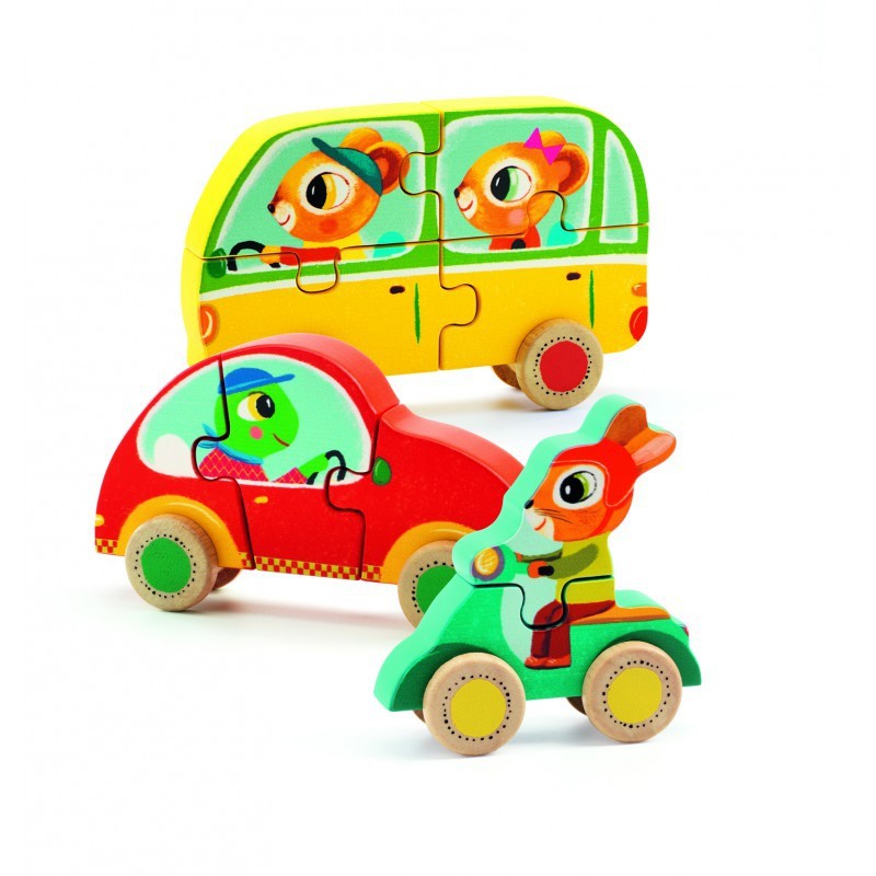 Djeco, Drewniane puzzle samochody - Jako&Co