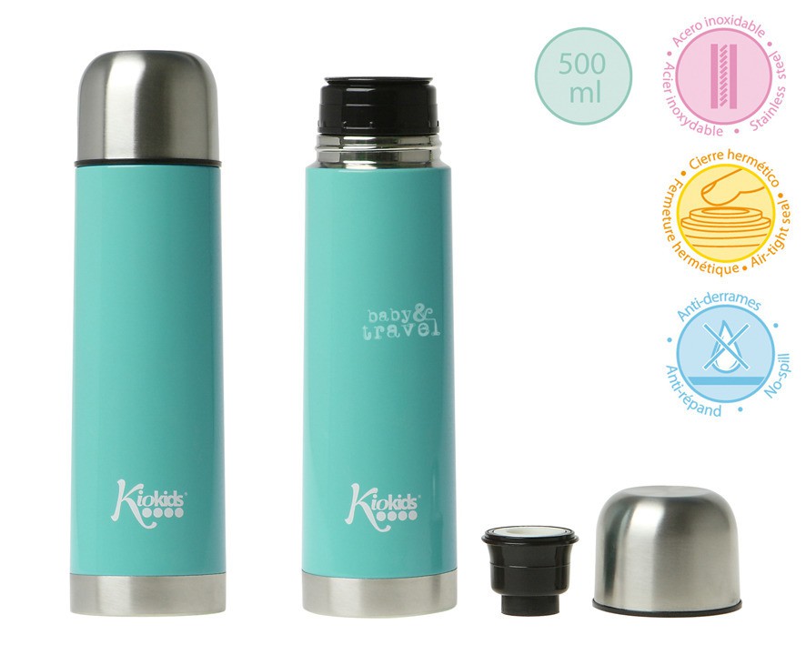 Kiokids, Turkusowy termos na napoje 500 ml Kiokids, Turkusowy termos na napoje 500 ml