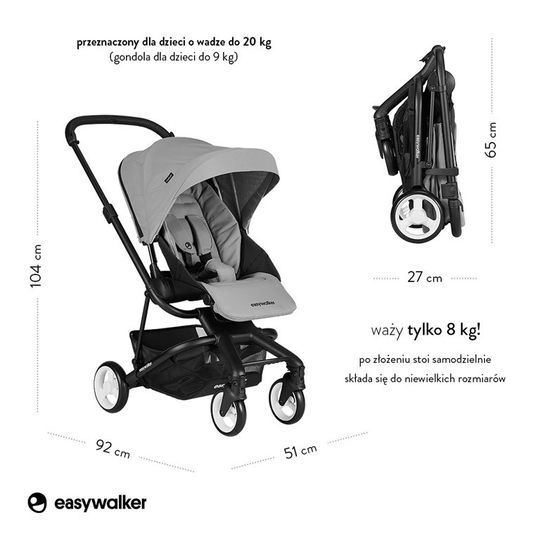Easywalker, Charley Wózek głęboko-spacerowy Cloud Grey (zawiera stelaż i siedzisko z budką) Easywalker, Charley Wózek głęboko-spacerowy Cloud Grey (zawiera stelaż i siedzisko z budką)