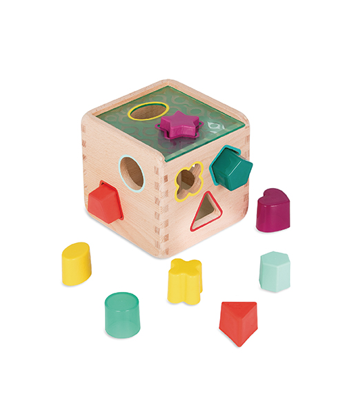 Btoys, Drewniana kostka - sorter kształtów i kolorów (9 różnych kształtów) Btoys, Drewniana kostka - sorter kształtów i kolorów (9 różnych kształtów)
