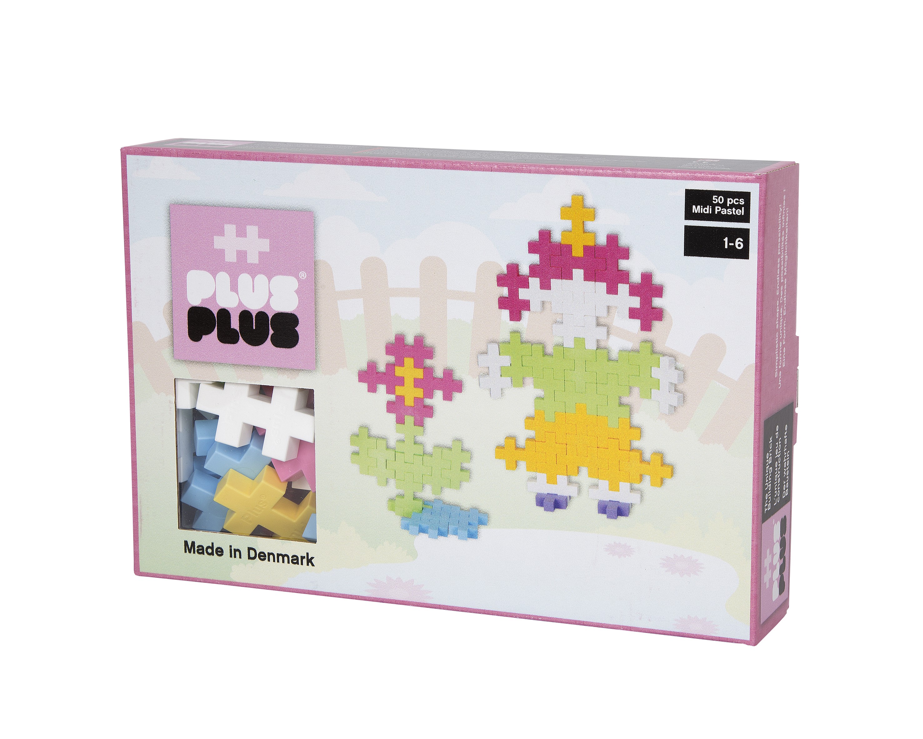 Plus-Plus, klocki konstrukcyjne Midi Pastel Ludzik i Kwiatek 50 szt.