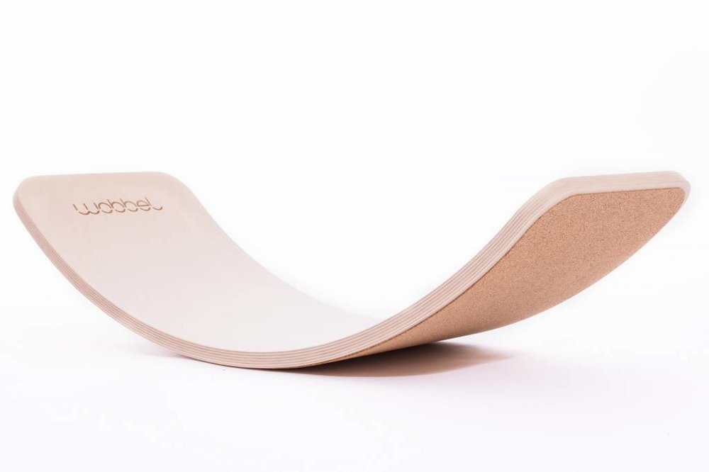 Wobbel, Deska do balansowania Original bielona z filcem, Mustard Wobbel, Deska do balansowania Original bielona z filcem, Mustard