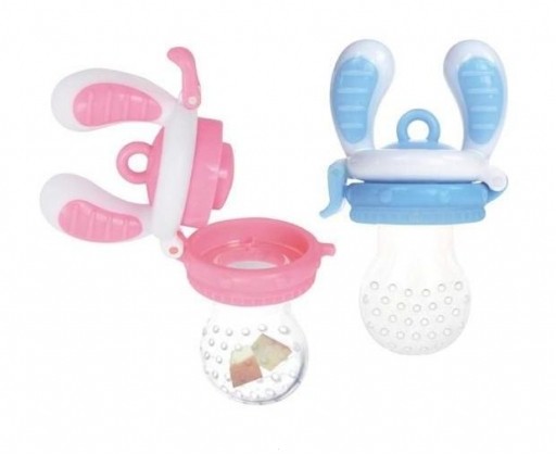 Gryzak silikonowy do podawania pokarmu - Niebieski